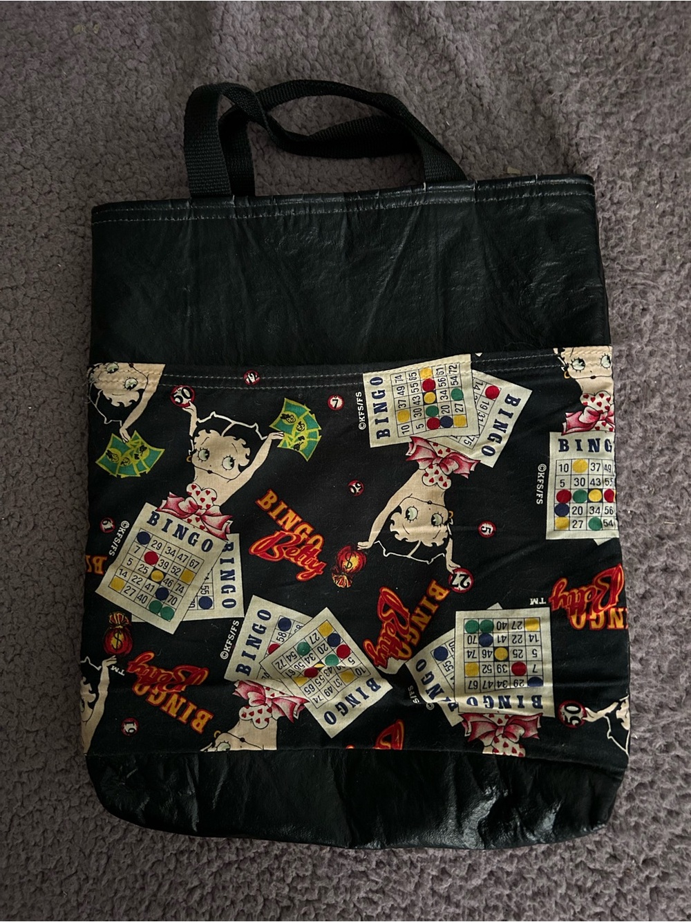 Betty Boop Bingo Leather Tote Bag - Black